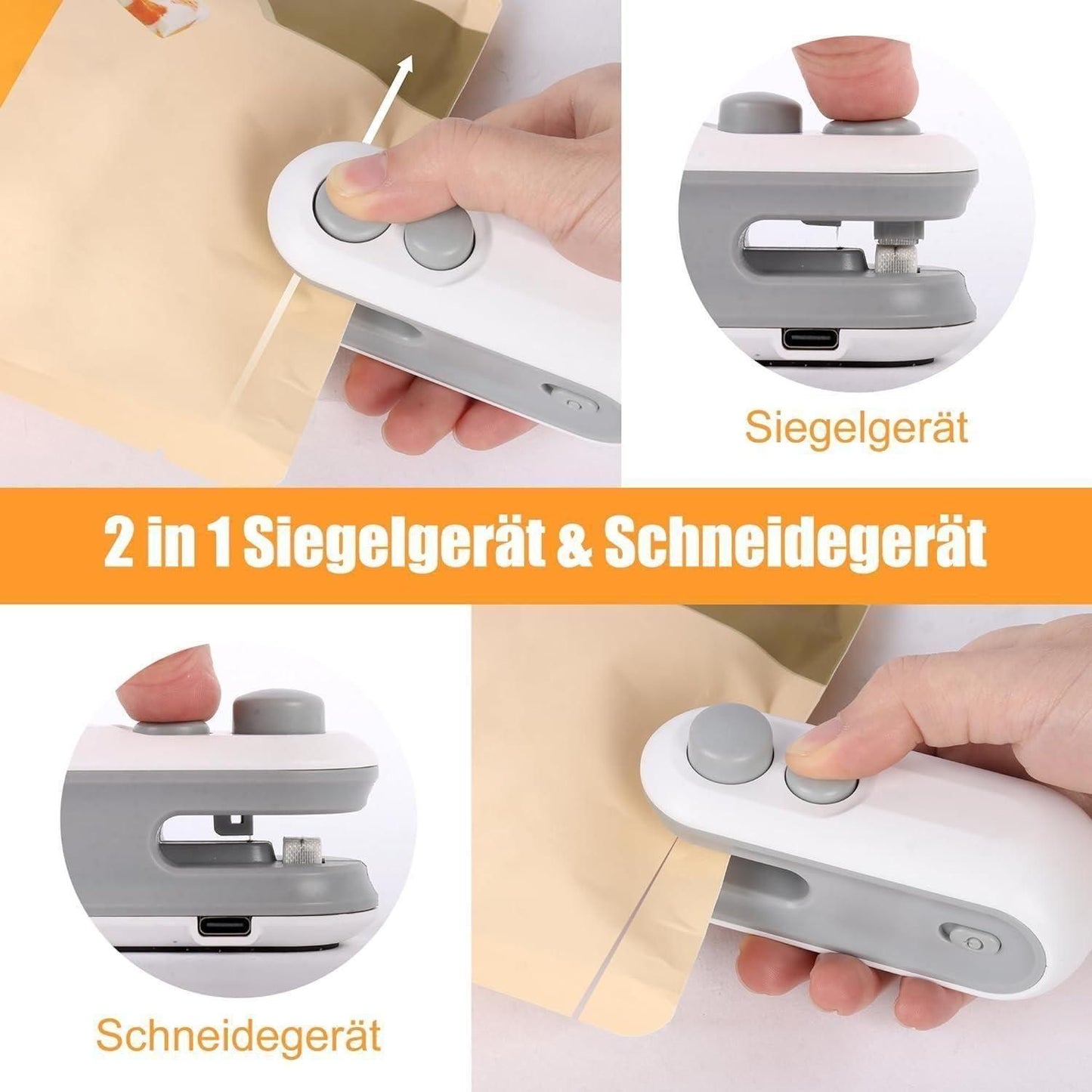 Portable Mini Sealing Machine 2 in 1 [Cutting and Sealing] With USB Rechargeable and Magnetic Base.