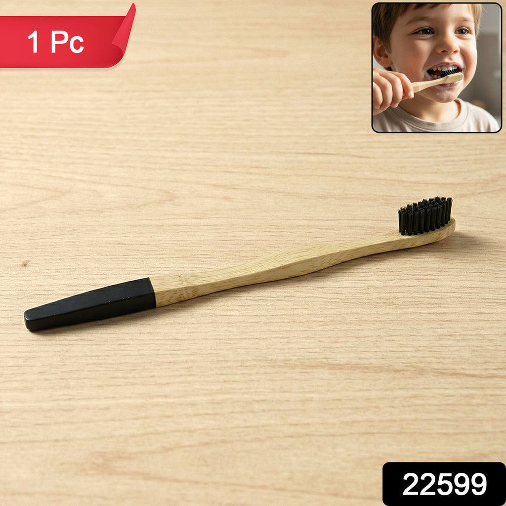 Natural Bamboo Toothbrush With Soft Charcoal Bristles (1 Pc)