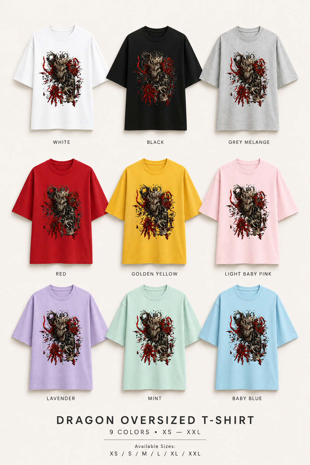 Dragon Oversized T-Shirt – Red & Black Streetwear